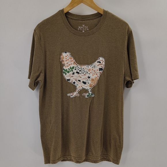 The White Stitch Applique chicken Tee Size Medium Cotton Blend - Picture 1 of 6